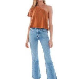 Free People One-Shoulder Terracotta Top